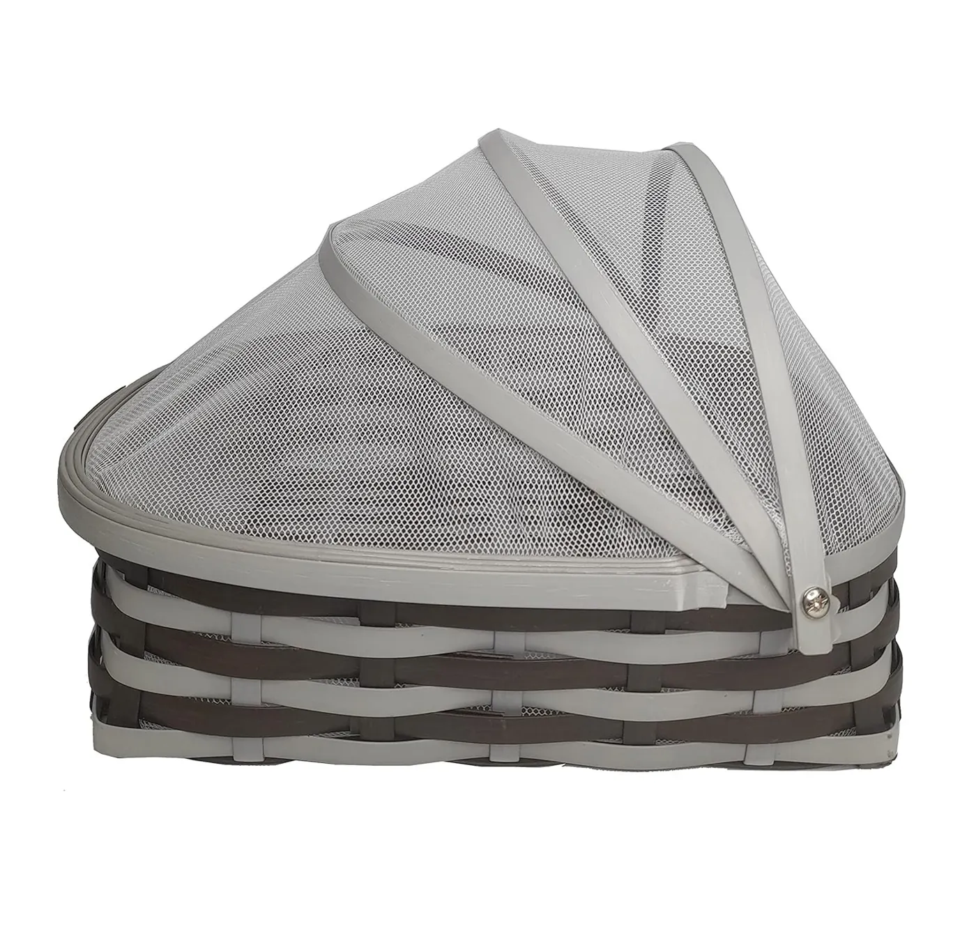 Woven fruit basket with net cover